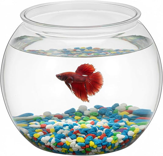 1 Gallon Plastic Fish Bowl, Shatterproof Clear Round Goldfish Betta Tank, Small Bubble Bowl Vase for Centerpiece, Candy Jar, Carnival Game & Party Drink Container