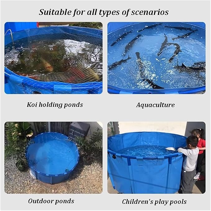 Large Collapsible Canvas Stock Tank Pond - Above Ground Fish Pond for Aquaponics, Koi, or Decorative Garden Water Feature