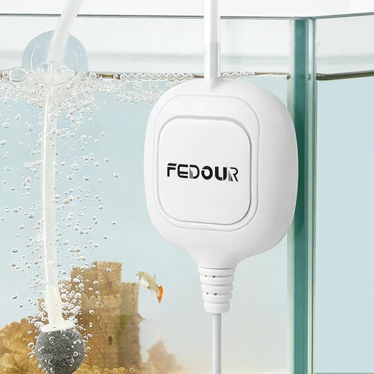 FEDOUR Mini Whisper Aquarium Air Pump, Nano Ultra Quiet Fish Tank Aerator, Fish Tank Bubbler Pump for Up to 10Gallon Betta Tank, Fish Bowl