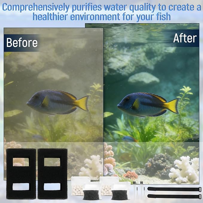 A1376 Aquarium Filter Media Kit Compatible with Fluval Spec Evo Betta Flex Series Aquarium Filters Foam Replacement Set Suitable for Most Standard Aquariums (2-Pack)