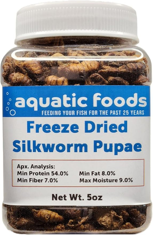 Silkworm Pupae, Freeze Dried for Koi, Pond Fish, Turtles, Large Fish. Silkworm is Rich in Natural Lipids & Proteins and a Natural Color Enhancing Treat..5oz Small Jar