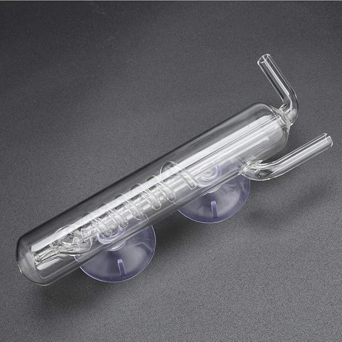 Carbon Dioxide Bubble Counter, High Transparent Crystal Glass Aquarium Bubble Counter, Screw Fish CO2 External Bubble Gauge Glass Spiral Regulator