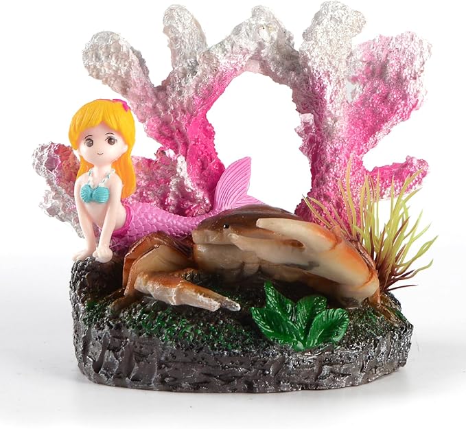 Saim Resin Corals, Aquarium Bubbler Decorations Cute Coral & Crab Fish Tank Decoration, Aquarium Micro Ocean Landscape Ornament Resin Corals for Aquarium Fish Tank Decor Fish Toy