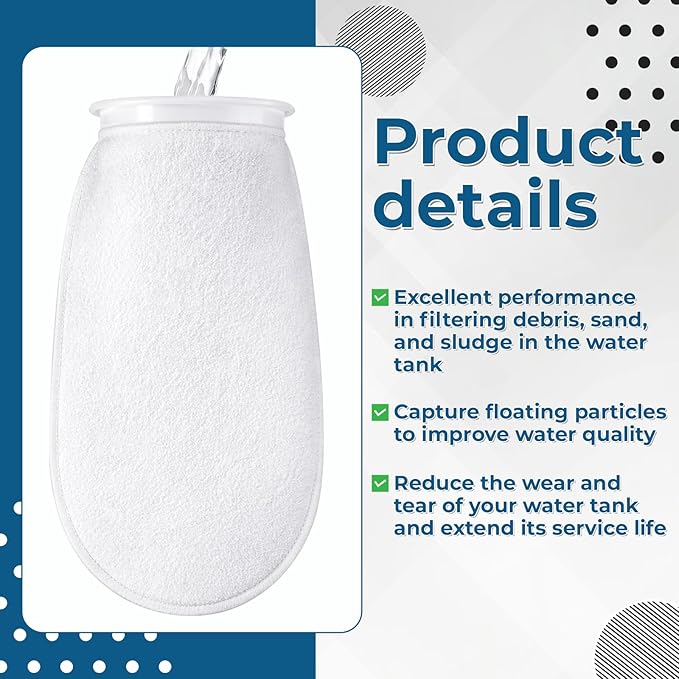 6 Pcs 4" Filter Sock for Saltwater Aquarium, 4 Inch Ring by 10 Inch Long Filter Socks 200 μm Reusable Aquarium Filters Bags for Fish Tank, Sump, Freshwater Aquariums (White)