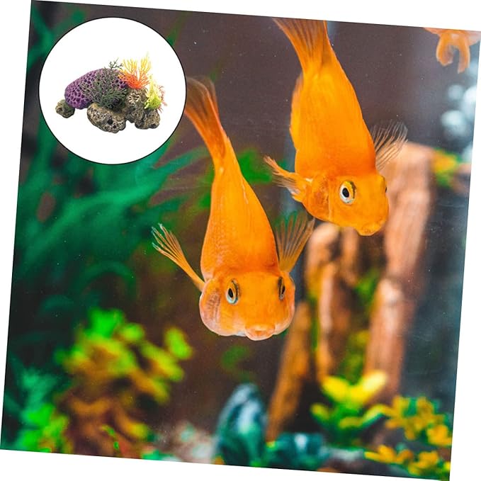 HANABASS Aquarium Turtle Coral Decor Simulation Resin Fish Tank Decoration 7.08X5.51X3.54In Realistic Coral Ornament for Aquatic Turtle and Fish Tank Landscaping