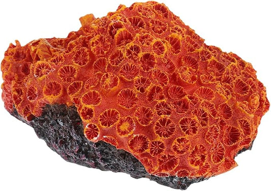 balacoo Aquarium Fish Tank Decorations: Artificial Coral Reef Decor Orange Plant Resin Landscape Decor for, Salt Water