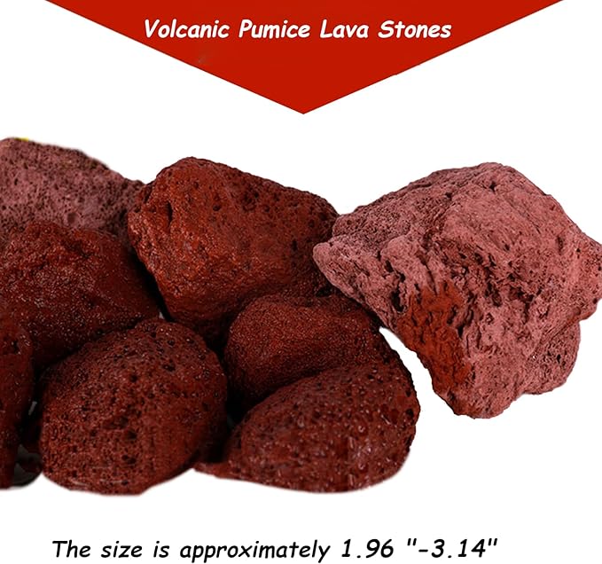 Tfwadmx Aquarium Red Lava Rock 10 Pack Fish Tank Volcanic Pumice Stones for Betta Fish Shrimp (1.96''-3.14'')