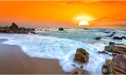 Ocean Beach Aquarium Background Sunset Beach Waves Fish Tank Background Ocean Seascape Dawn Landscape Beach Terrarium Backgrounds Seacoast Seascape Wave Seashore Reptile Tank Backgrounds 60x24in