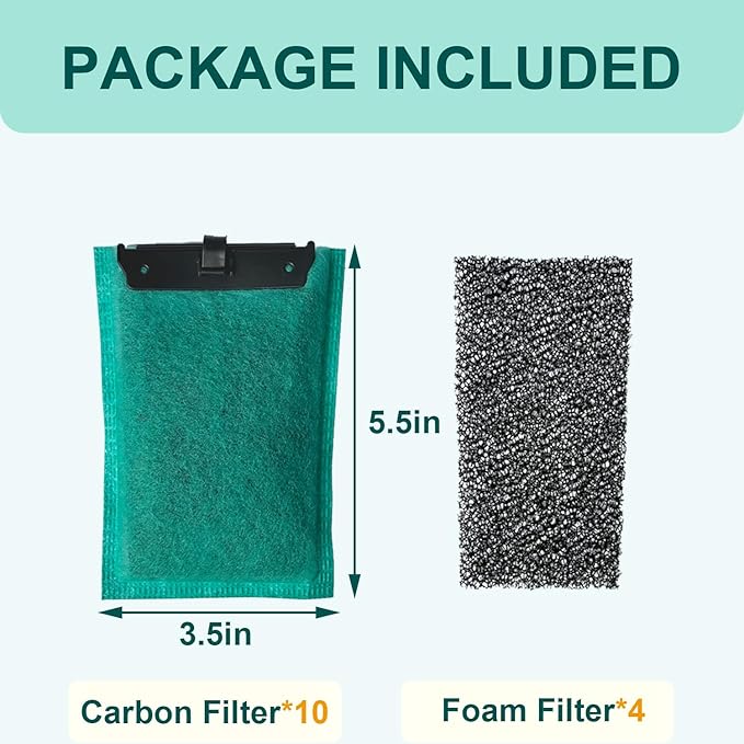 14 Bio-Bag Medium Filter Cartridges with Foam Filters Compatible with Tetra Whisper Internal Power Filter 5-10 Gallons and Whisper Bio-Bag Filters 10i/IQ10/PF10, ReptoFilter 20 Gallons