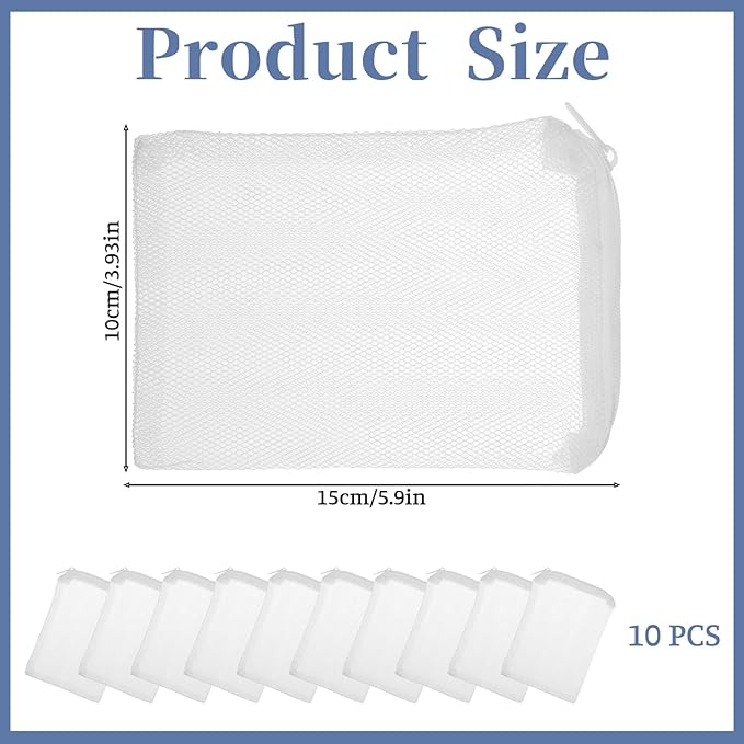 10 Pcs Aquarium Media Bag 6" X 4" Reusable Filter Bags for Fish Tank Fine Mesh Bags with Zipper for Fine Resins Filter