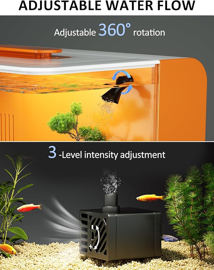 Betta Fish Tank Kit 2.5 Gallon Aquarium with Heater, Hidden Filtration, Light, Lid, Small Acrylic Tank for Beta, Shrimp, Guppy