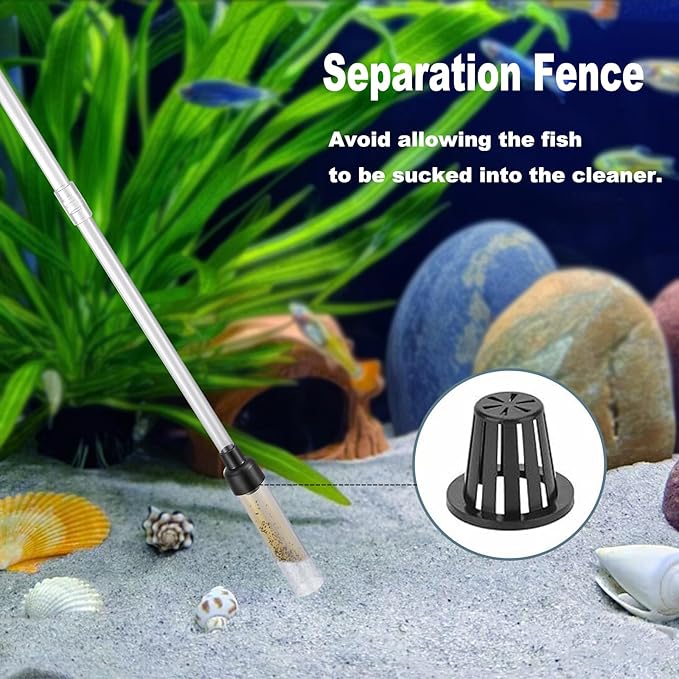 Carefree Fish Aquarium Gravel Cleaner 6Ft Hose Silicone Airbag Fish Tank Water Changer Gravel Vacuum Adjustable Length ABS(for 5~20Gal Tank)