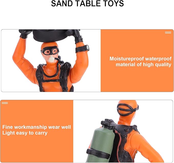 BESPORTBLE Miniature Scuba Diver Action Figures: 4pcs Simulated Underwater Swimmer Figurines for Diorama and Sand Table Layout, Scale Model People Set for DIY Ocean Scene and Education