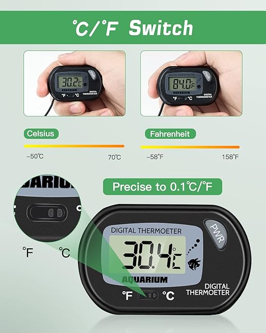 Zacro 2 Pack Digital Aquarium Thermometer, Fish Tank Thermometer, Water Thermometer with Large LCD Display,Reptile Thermometer for Fish Tank Water Terrarium