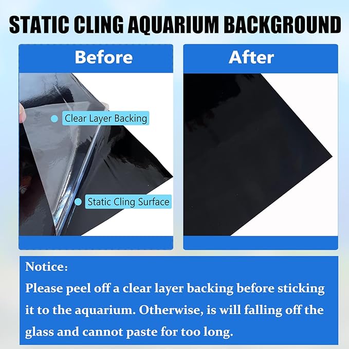 XCNO Aquarium Background Static Cling Black Fish Tank Background Wallpaper Fish Tank Backdrop Vinyl Aquarium Poster Background 39 x 18 in