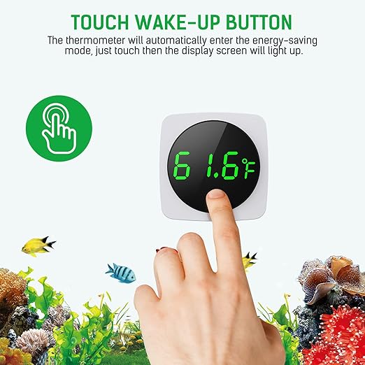 PAIZOO Aquarium Thermometer, LED Digital Fish Tank Thermometer High Accurate to ±0.9℉, Aquarium Fish Tank Accessories for Betta, Goldfish, Axolotl, or Aquatic Pet, White