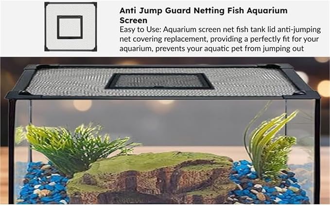 Mesh Screen Netting for Fish, DIY Self Assembly Magnetic Mesh Aquarium Lid Multiple Sizes(60x30cm)