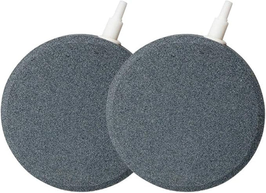 Quickun 4 Inch Updated Crazy Air Disc Stone Cylinder Bubbler Plus Diffuser Aquarium Fish Tank Hydroponics Pump Airstones Diffuser 3/16" 5/16" Hose ID, Pack of 2