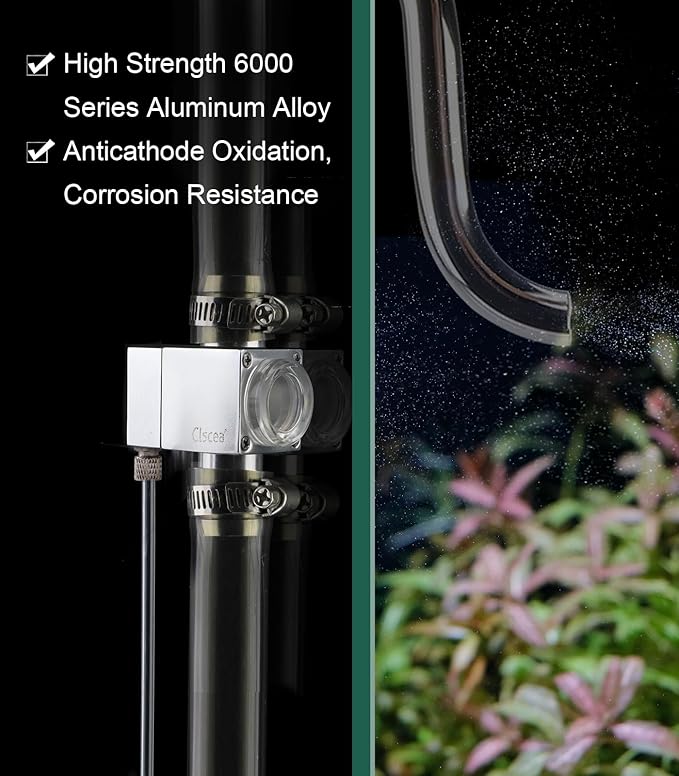External Inline CO2 Diffuser Atomizer Aluminum Alloy for Planted Aquarium 16 mm