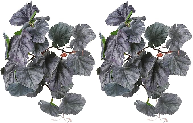 2PCS Artificial Water Plant,Simulation Vine,Lifelike Plastic Leaves Decoration with Suction Cup,Plastic Plant Aquatic Water Grass Decor for Fish Tank (Bicolor Begonia Leaves)