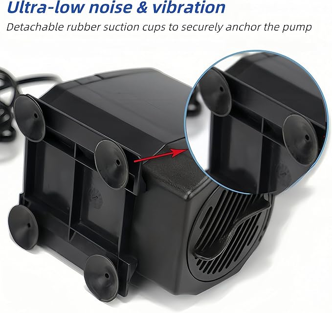30W Submersible Water Pump, 550 GPH 7.2ft Lift Aquarium Fish Tank Fountain Water Pump, Ultra Quiet Fountain Pool Pond Pump with Suction Cups 3 Nozzles