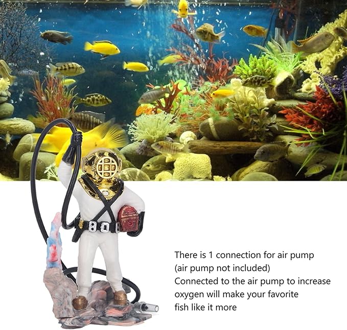 Zerodis Diver Aquarium Decoration, Diver Fish Ornament Aquarium Decorations Kit Floating Device Aquarium Accessories Ornament Play Toy for Fish (White)