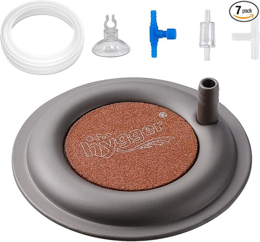 hygger Aquarium Air Stone, 2.6 Inch Nano Air Stone Makes Super Tiny Bubbles, Ultra Quiet Dissolved Oxygen Diffuser Small Airstone with Stainless Steel Base for Aquarium, Fish Tank & Hydroponic, Round