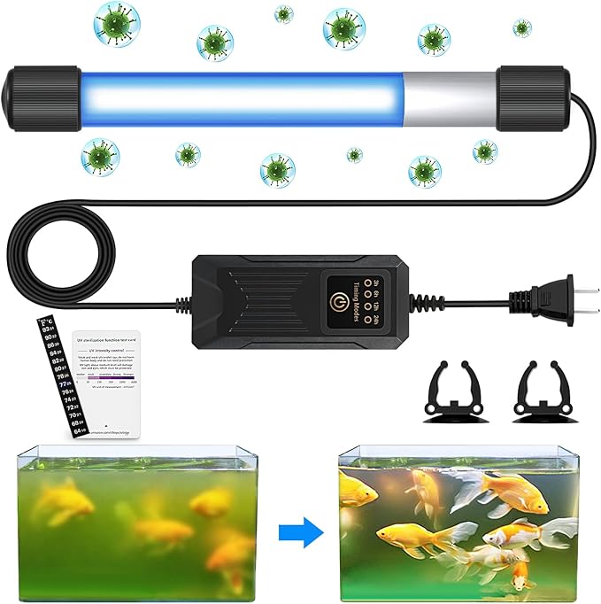 Aquarium Clean Light，11W Submersible Light with Test Card,Aquarium Water Clean Green Clear Waterproof Clean Lamp for for Sump Pond Filter Tank (11W)