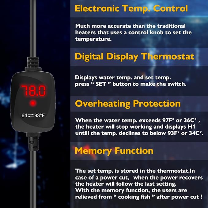 10W Mini Aquarium Heater 5V/2A USB Betta Heater for up to 1 Gallon Tanks, Alumina Ceramic Fish Tank Heater Turtle Heater with Dry-Run & Overheat Protection