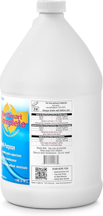 TLC Products StartSmart Complete Saltwater Aquarium Cycle Starter & Beneficial Nitrifiers, Supports Clear Water & Biofiltration, Reduces Excess Sludge, 1 Gallon (3.78 L)