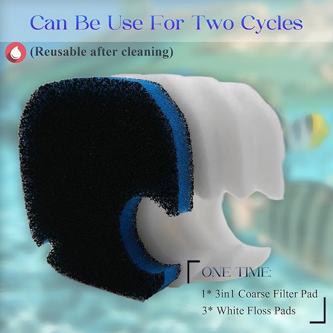 PurifyLogix Replacement Canister Filter Pads Compatible with AMOSIJOY 172/225/265GPH, 6 White Floss and 2 Coarse Filter Pads for Pondforse 172/225/265GPH Aquarium (8)