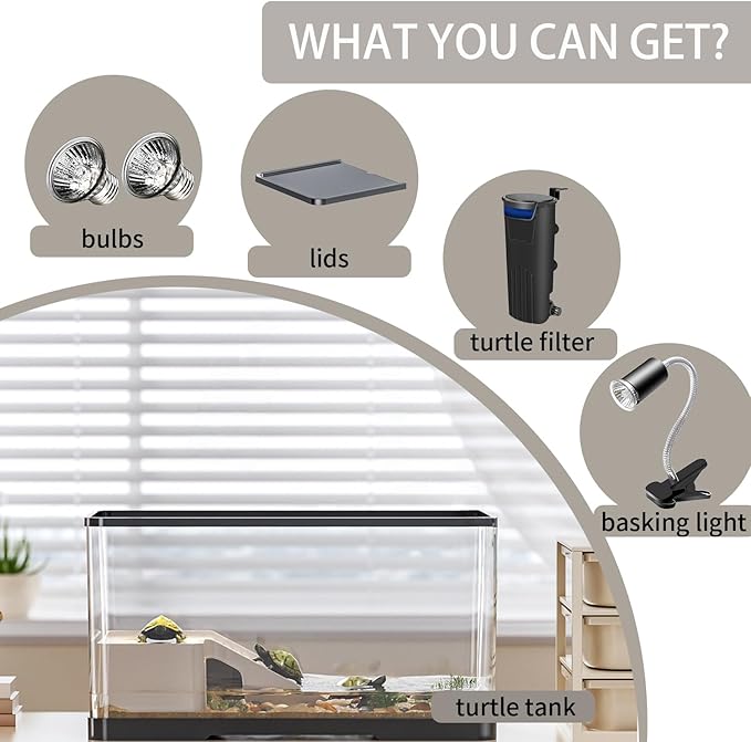 4.7 Gal Turtle Tank Kit(Tank+Adjustable Light+5W Filter+Basking Platform),Upgraded Turtle Tank Starter Kit with UV Basking Platform Light for Crabs,Fishes,Amphibians,Reptiles(15.4 * 8.5 * 8.35 Inch)