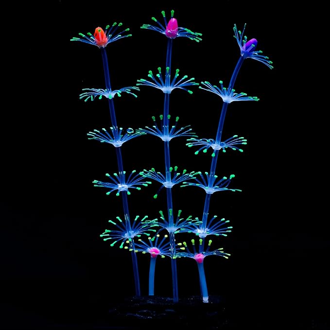 Uniclife Strip Coral Plant Ornament Glowing Effect Silicone Artificial Decoration for Fish Tank, Aquarium Landscape - Green