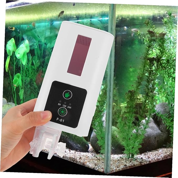 BESPORTBLE Automatic Fish Feeder for Aquarium and Turtle Tank with Intelligent Timer, Electric Food Dispenser for Fish Tank Feeding, Suitable for Home and Vacation Use