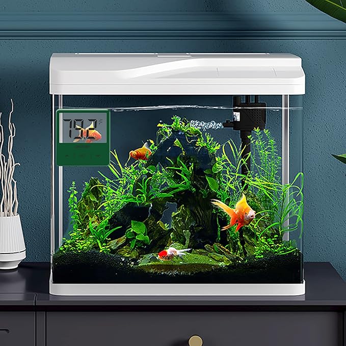 Aquarium Thermometer, Fish Tank Thermometer with Large LCD Display, Stick-on Tank Temp Sensor Ensures Accurate Reading, No Wires C/F Switch