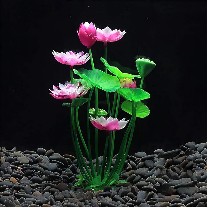1pc Pink Artificial Water Plants,Plastic Lotus Fish Tank Ornament,Aquatics Grass Flower Simulation Wedding Favors,Plastic Plants for Party Fish and Aquatic Pets,Aquarium Décor