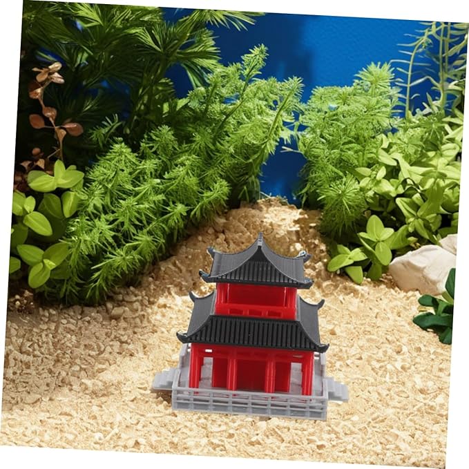 POPETPOP Miniature Chinese Pavilion Figurine for Landscape Decoration Adornment for Aquariums and Bonsai Gardens