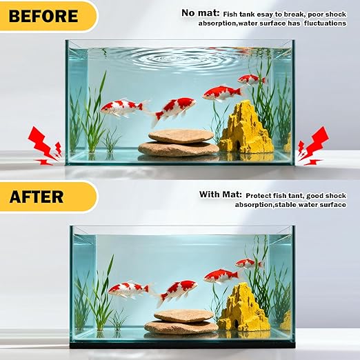 Aquarium Self Leveling Mat for Fish Tank 15 x 29.5 Inch x 6mm Thick, Aquarium Pad for Under Tank， Foam Compressible Neoprene Rubber Mat with Adhesive, Cut-to-Fit for 5/10/15/20/29 Gallon Tanks
