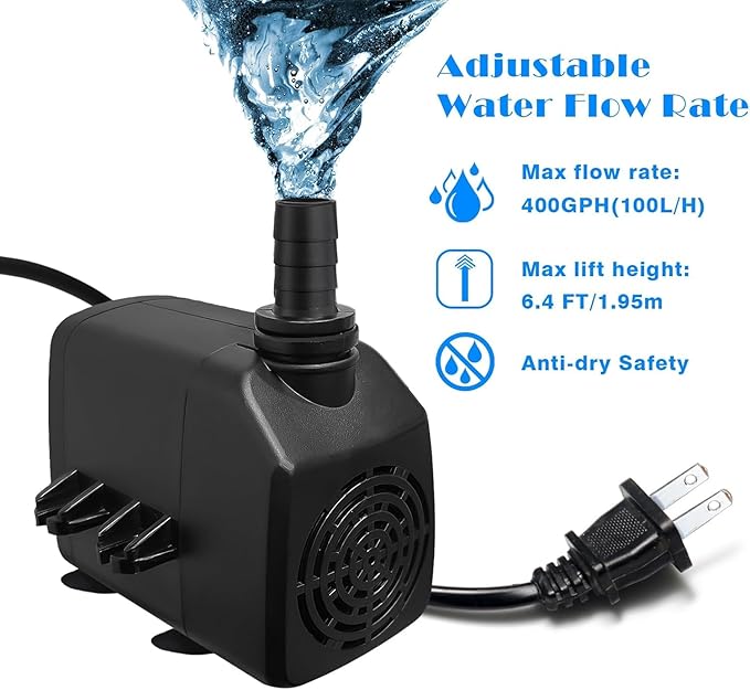 Aquarium Water Pumps (Black, 400GPH,25W)