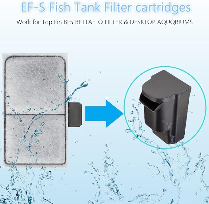 24 Pack EF-S Filter Cartridges Replacement, Aquarium Fish Tank Filter Cartridges Compatible with TOP FIN EF-S Element and BF5 BETTAFLO Filter