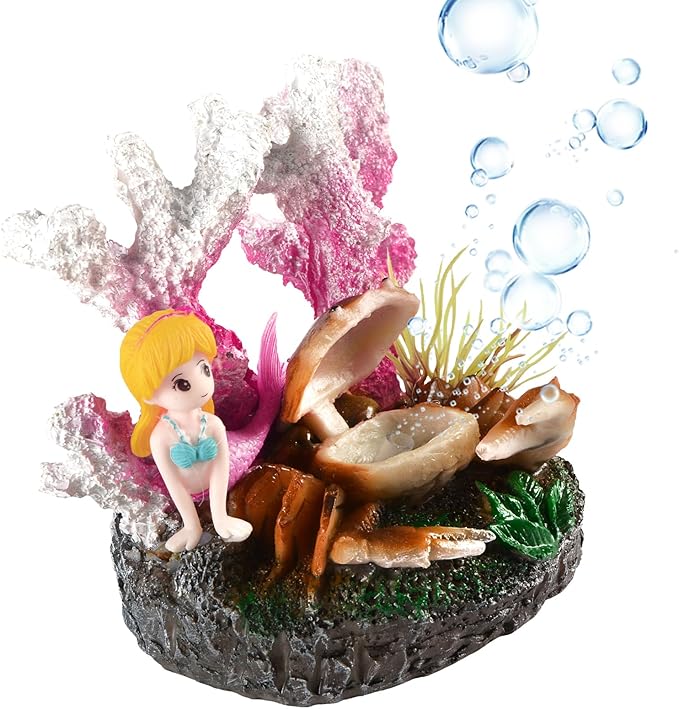 Saim Resin Corals, Aquarium Bubbler Decorations Cute Coral & Crab Fish Tank Decoration, Aquarium Micro Ocean Landscape Ornament Resin Corals for Aquarium Fish Tank Decor Fish Toy