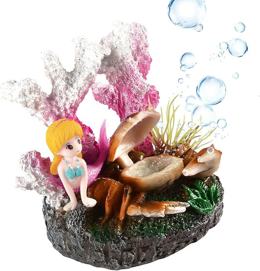 Saim Resin Corals, Aquarium Bubbler Decorations Cute Coral & Crab Fish Tank Decoration, Aquarium Micro Ocean Landscape Ornament Resin Corals for Aquarium Fish Tank Decor Fish Toy