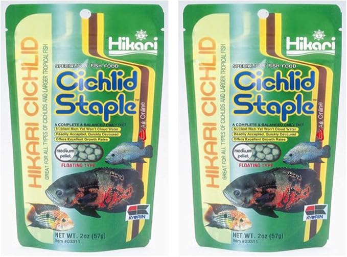 Hikari Cichlids Staple Pellet Fish Food [Set of 2] Size: Medium (2 Ounces)