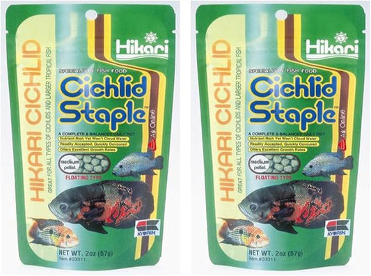 Hikari Cichlids Staple Pellet Fish Food [Set of 2] Size: Medium (2 Ounces)