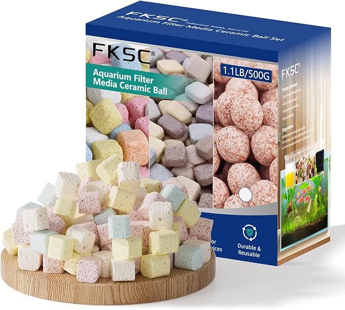 Aquarium Filter Media for Freshwater & Marine Tank Bio House Filter Media with Ceramic Cube Brick & Bio Cube, Helps Maintain Clear Water for Sump, Pond & Koi Fish Tanks