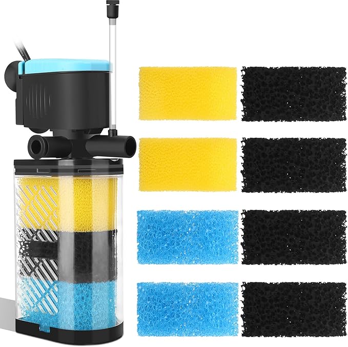 AquaMiracle 3-Stage Aquarium Filter(for 70-100 Gal Tanks) with Filter Sponges Pack