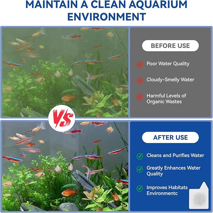 12 Pack Replacement Filter Cartridges - XS Replacement for Koller Products Extra Small Fish Tanks Filter, Refilled Filter Cartridges (XS) Size for Aquarium Kits Less 3 Gallons Aquarium Accessories