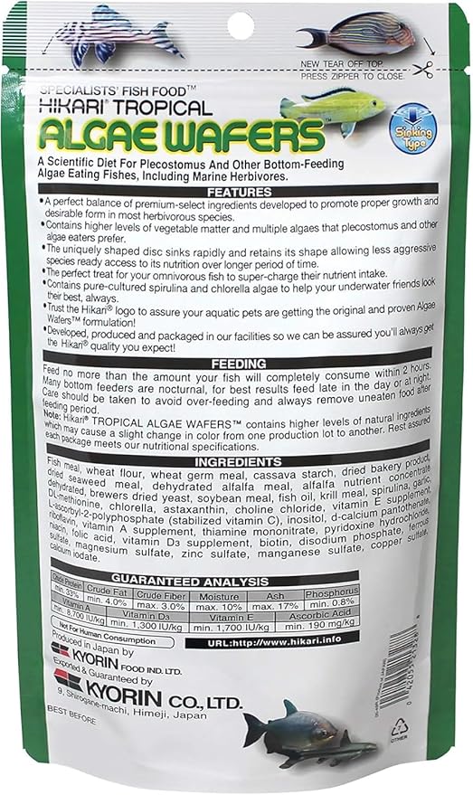 WLR Industries Bundle Hikari Algae Wafers 2 Pack – 8.8-oz Bags Sinking Fish Food for Plecos, Algae Eaters & Bottom Feeders – High Protein Aquarium Fish Food