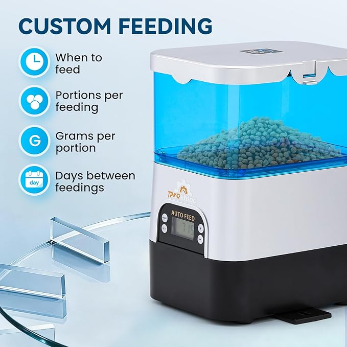 Automatic Fish Feeder for Pond Solar Powered 2.8L Capacity, Battery & AC Auto Timed Fish Feeder for Pond Indoor & Outdoor, Animal-Proof