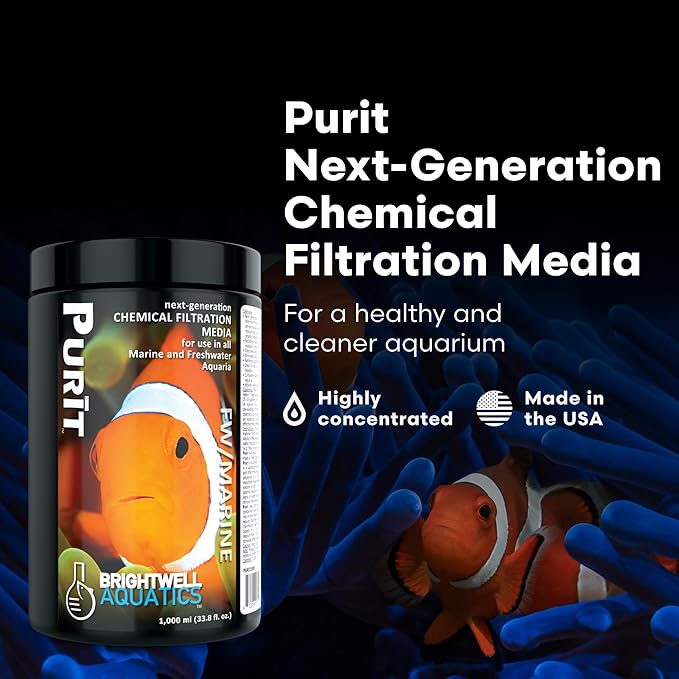 Brightwell Aquatics - Purit Next-Generation Chemical Filtration Media - for use in All Marine and Freshwater Aquaria - Aquarium Water Treatments, 33.8 fl oz